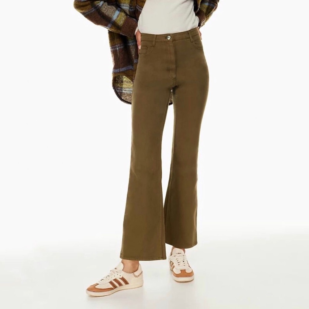 NWT Aritzia Wilfred Free Rustical Brown Two Step Flared Jeans Brown Green